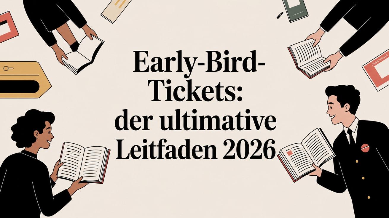 Menschen lesen Informationen zu Early-Bird-Tickets für eine Veranstaltung