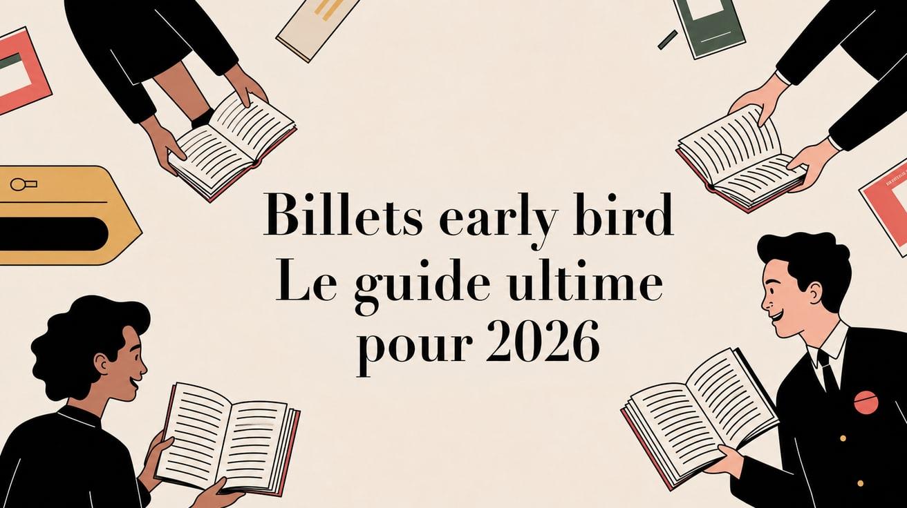Personnes lisant des informations sur les billets early bird pour un événement