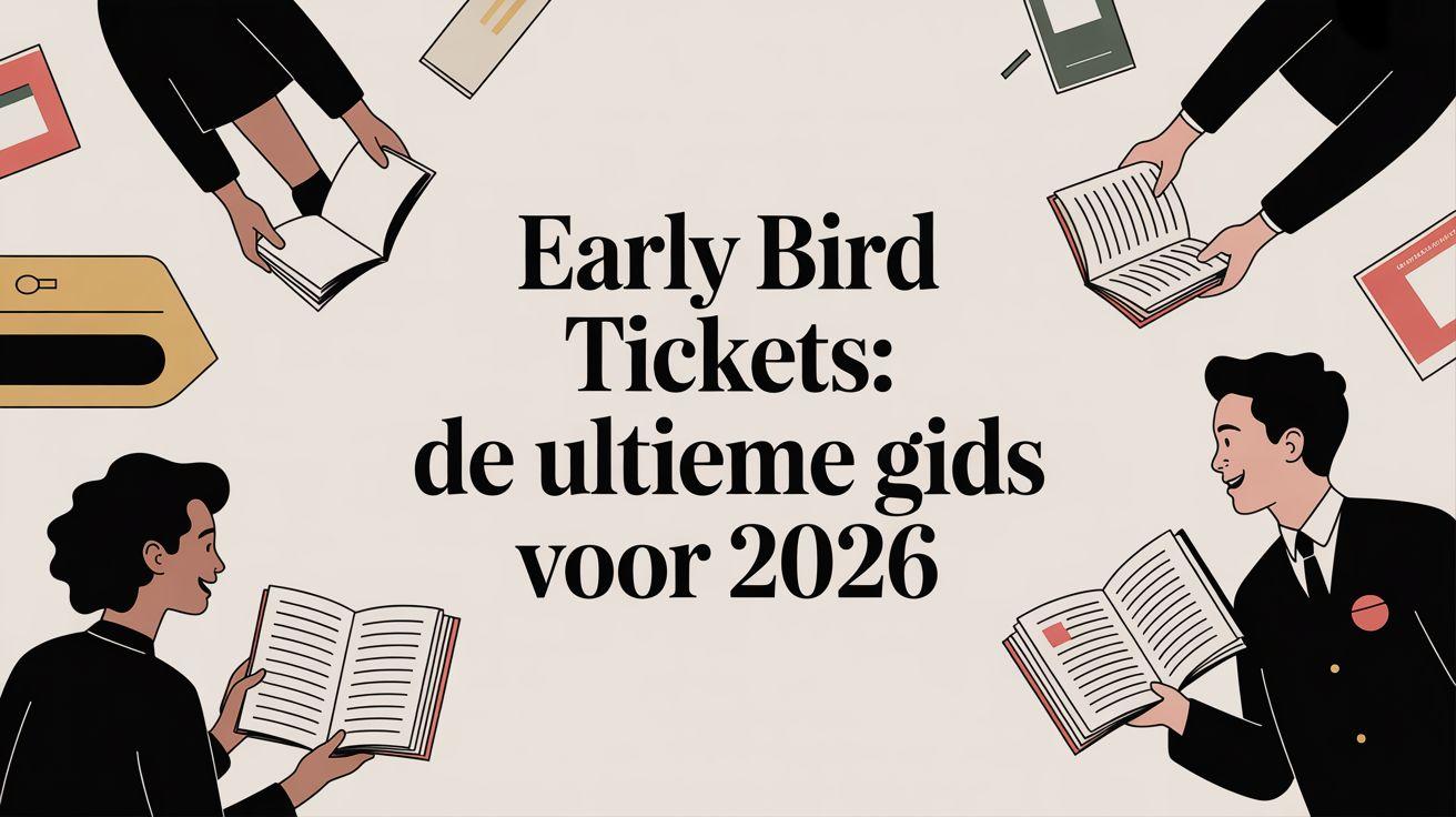 Mensen lezen informatie over early bird tickets voor een evenement