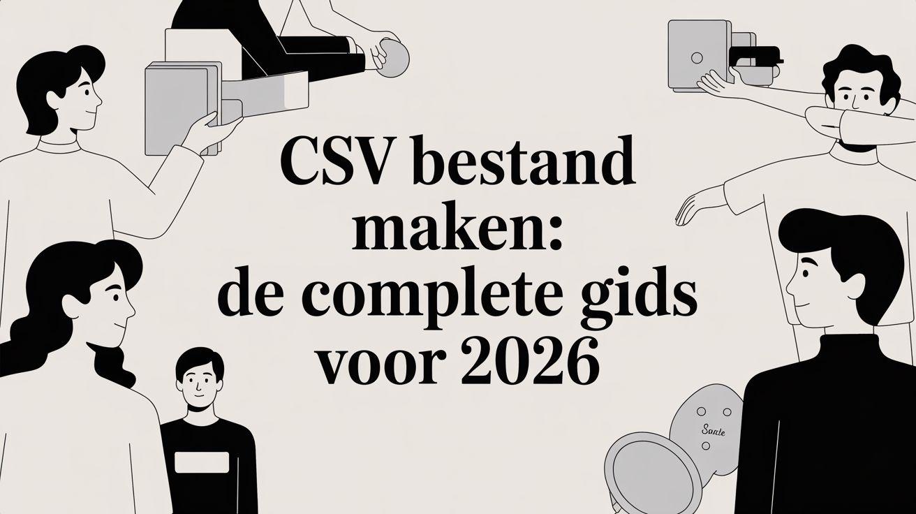 Illustratie van een CSV-bestand met kolommen en data-import