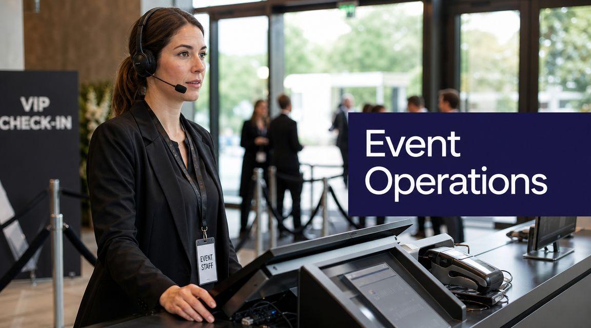VIP-Check-in mit Mitarbeitenden, die Gäste empfangen.